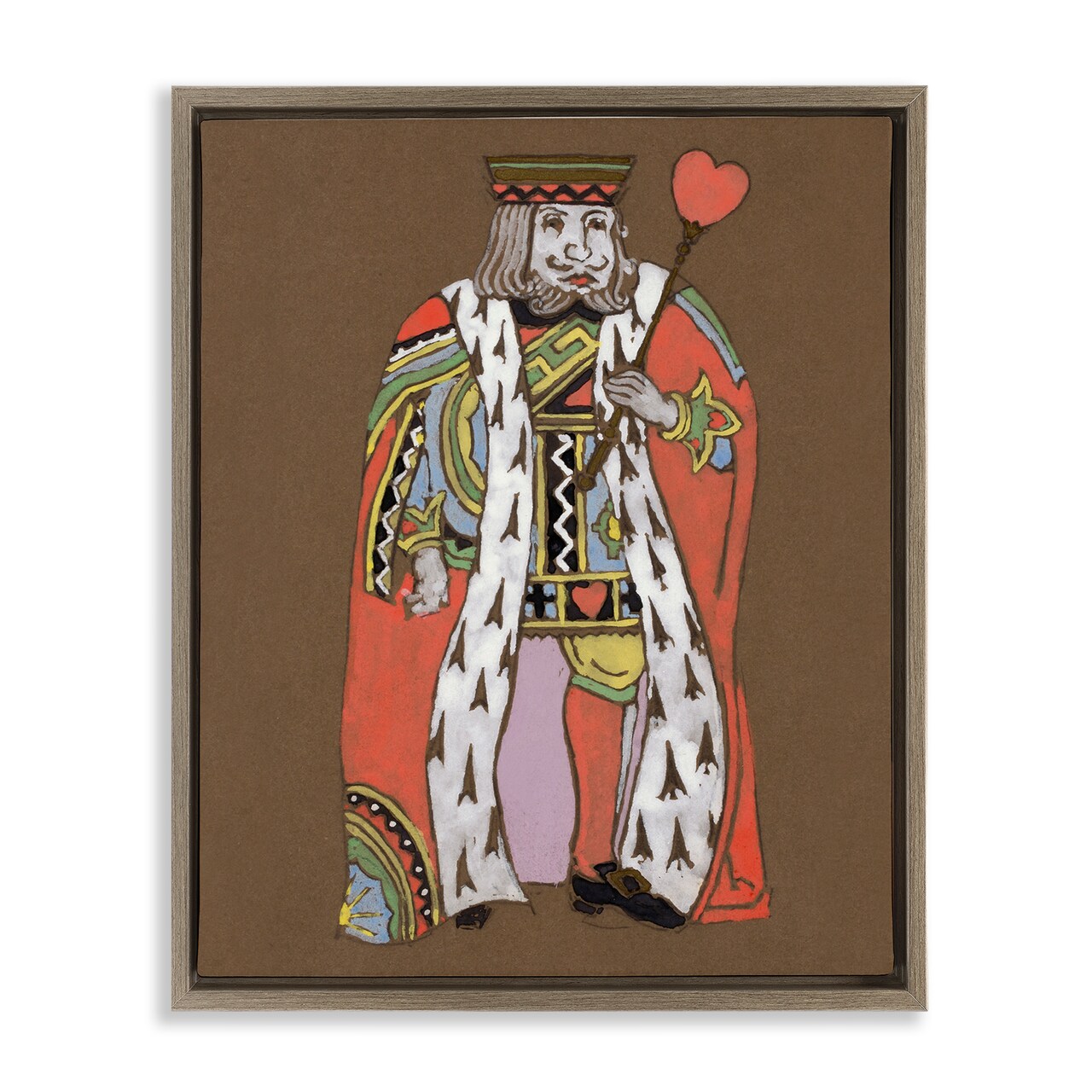 Stupell Industries King Playing Card Motif Framed Floater Canvas Wall Art Design by June Erica Vess